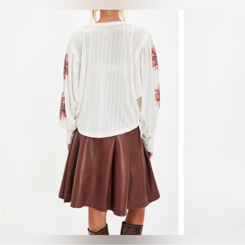 NWT Free People Quinn Quilt Cuff Henley Clean Ivory Combo - Small, medium, large - Picture 3 of 11